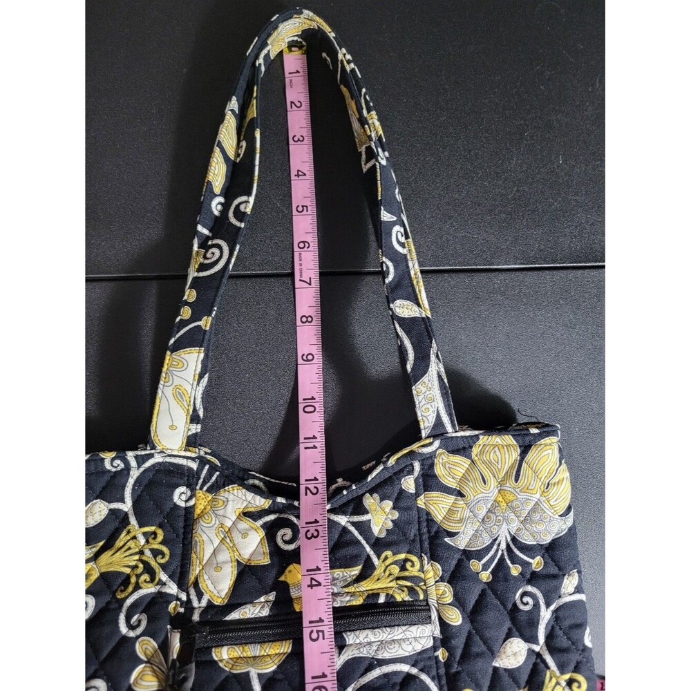 Vera Bradley Tote Bag Women Small Black Yellow Excellent Yellow Bird Quilted Bag - Picture 5 of 9